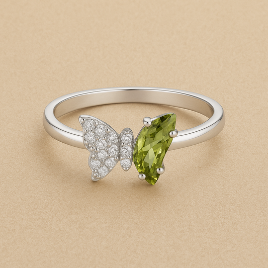 Jade Glow Butterfly Ring
