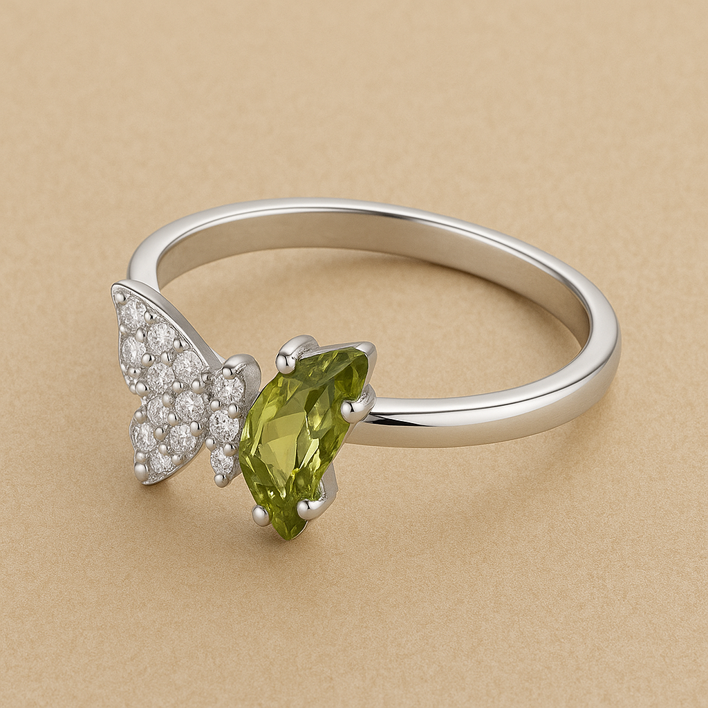 Jade Glow Butterfly Ring