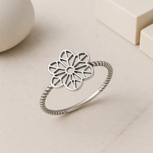 Antique Floral Oxidized Ring - MIOR JEWELS
