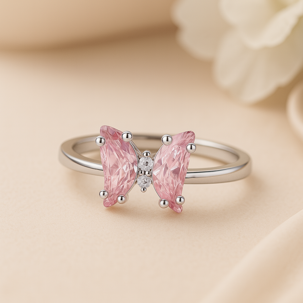 Pink Butterfly Wings Ring - MIOR JEWELS