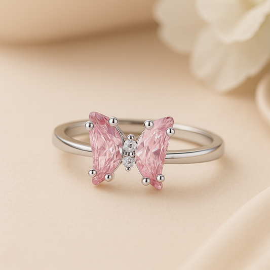 Pink Butterfly Wings Ring - MIOR JEWELS