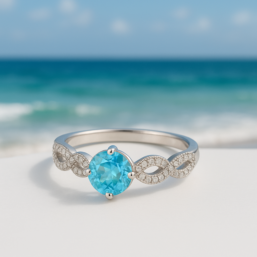 Blue Solitaire Sparkle Ring - MIOR JEWELS