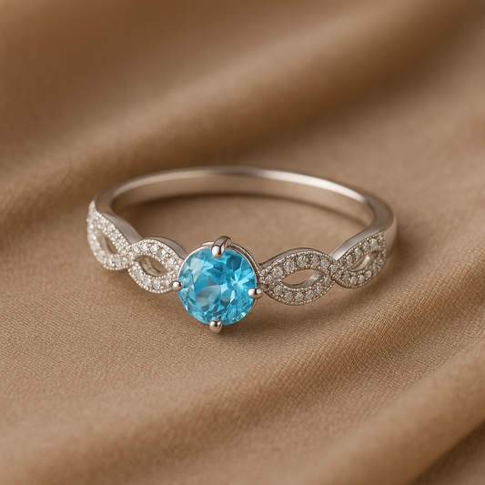 Blue Solitaire Sparkle Ring - MIOR JEWELS
