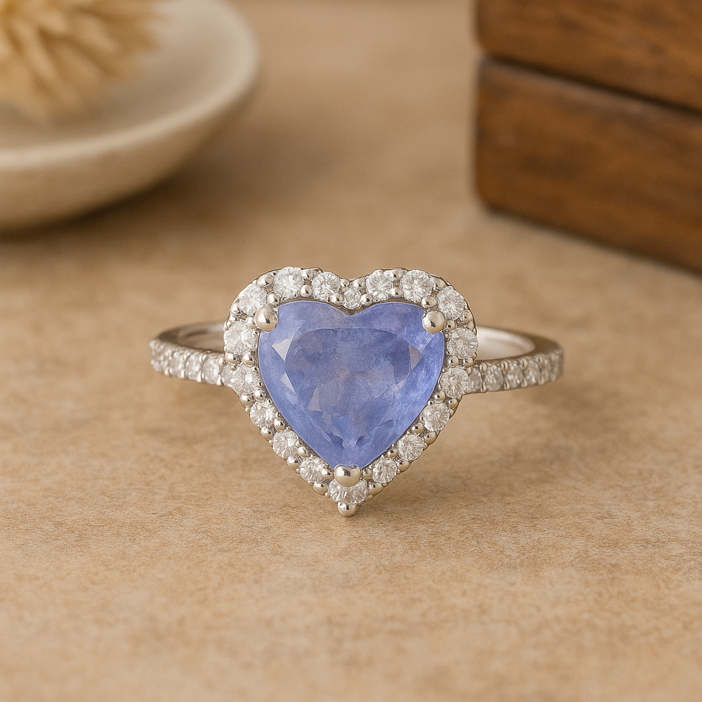 Blue Heart Ice Solitaire Ring - MIOR JEWELS