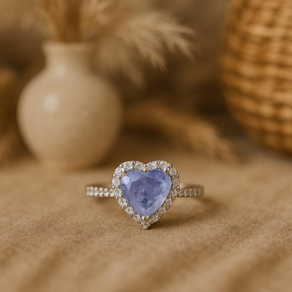 Blue Heart Ice Solitaire Ring - MIOR JEWELS