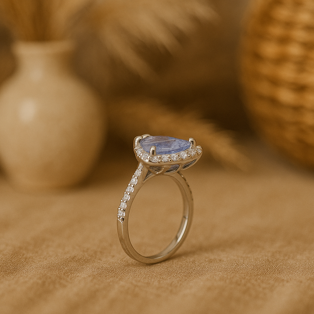 Blue Heart Ice Solitaire Ring - MIOR JEWELS