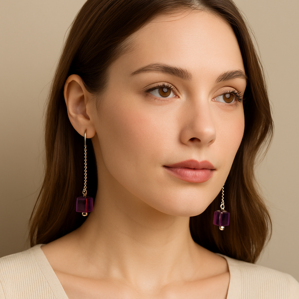 Purple Trail Threader Earrings