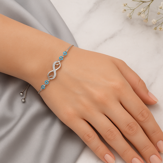 Infinity Evil Eye Adjustable Bracelet - MIOR JEWELS