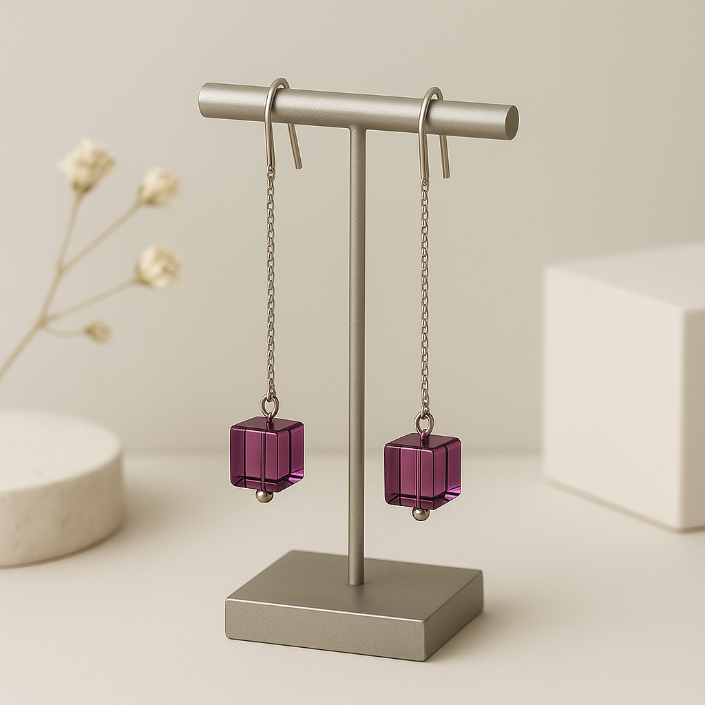 Purple Trail Threader Earrings