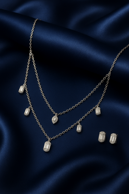 Crystal Eye Charm Necklace with Earrings - MIOR JEWELS