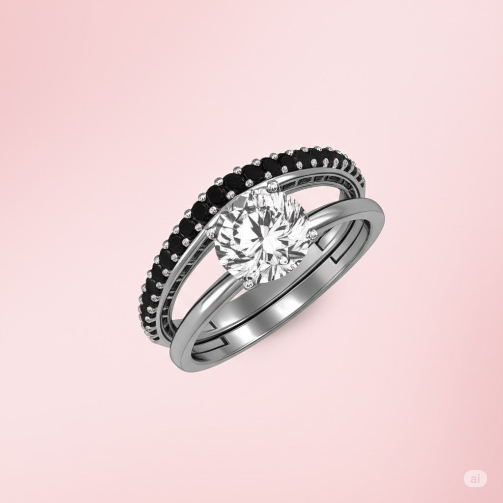 Dual Band Solitaire Ring - MIOR JEWELS