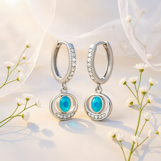 Evil Eye Charm Hoop Earrings - MIOR JEWELS