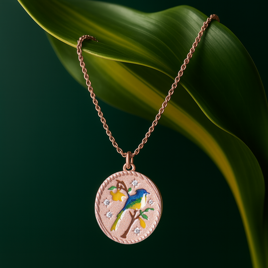 Songbird Medallion Chain Pendant and Earrings Set