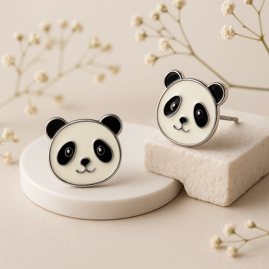 Enamel Panda Studs - MIOR JEWELS