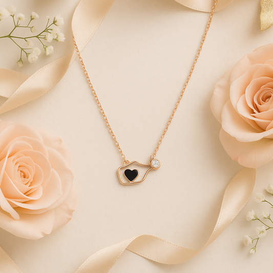 Encased Heart Rose Gold Chain Pendant - MIOR JEWELS