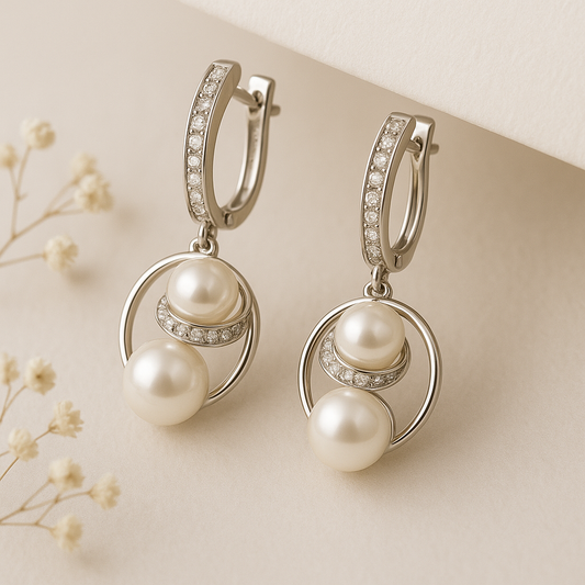 Double Pearl Drop Earrings - MIOR JEWELS