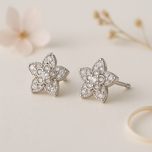 Shimmering Flower Earrings - MIOR JEWELS