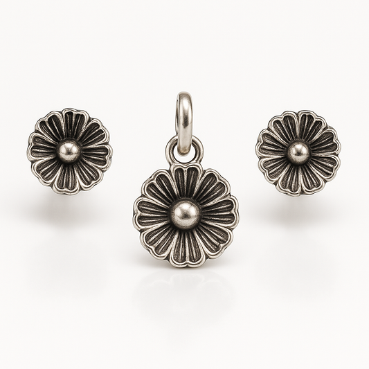Oxidized Bloom Earring with Pendant - MIOR JEWELS