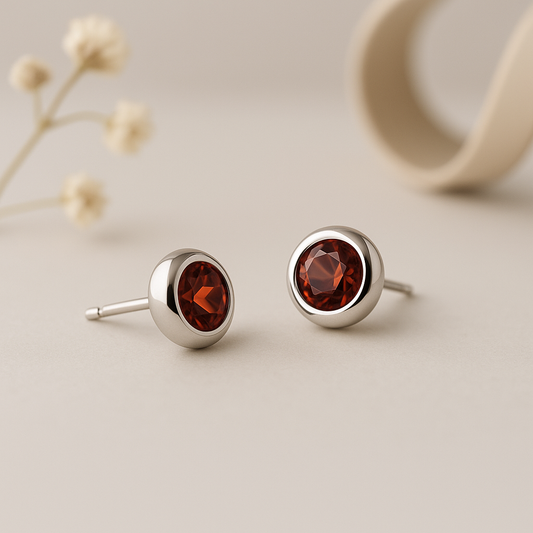Classic Ruby Silver Studs