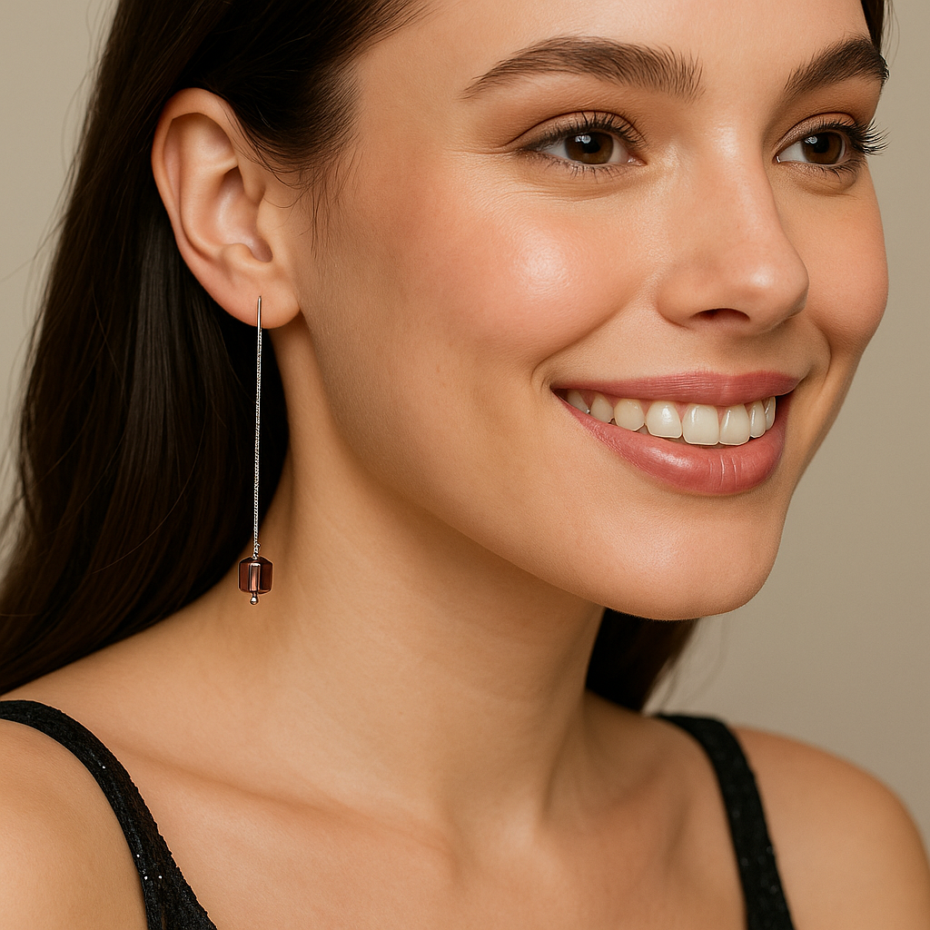 Wine Drop Threader Earrings