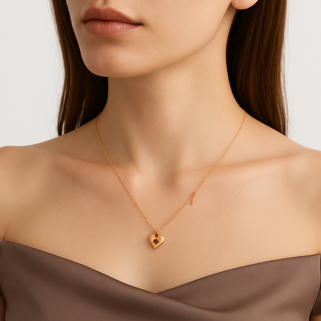 Heartlocked Rose Gold Chain Pendant - MIOR JEWELS