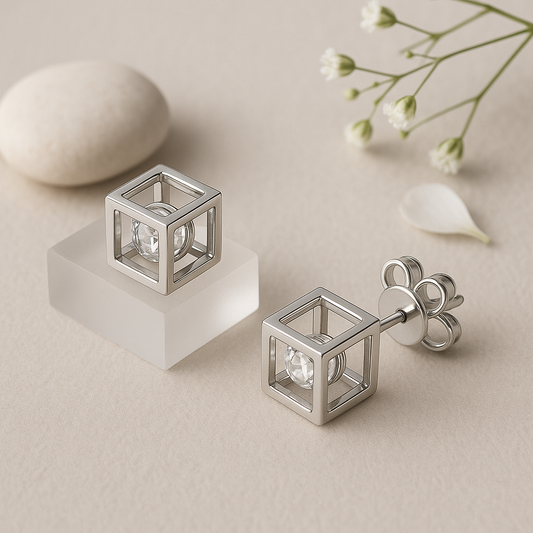 Crystal Cube Studs - MIOR JEWELS