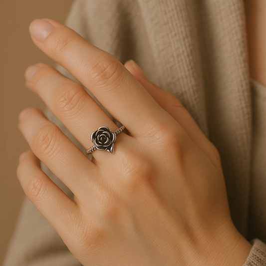 Antique Rose Oxidized Ring - MIOR JEWELS