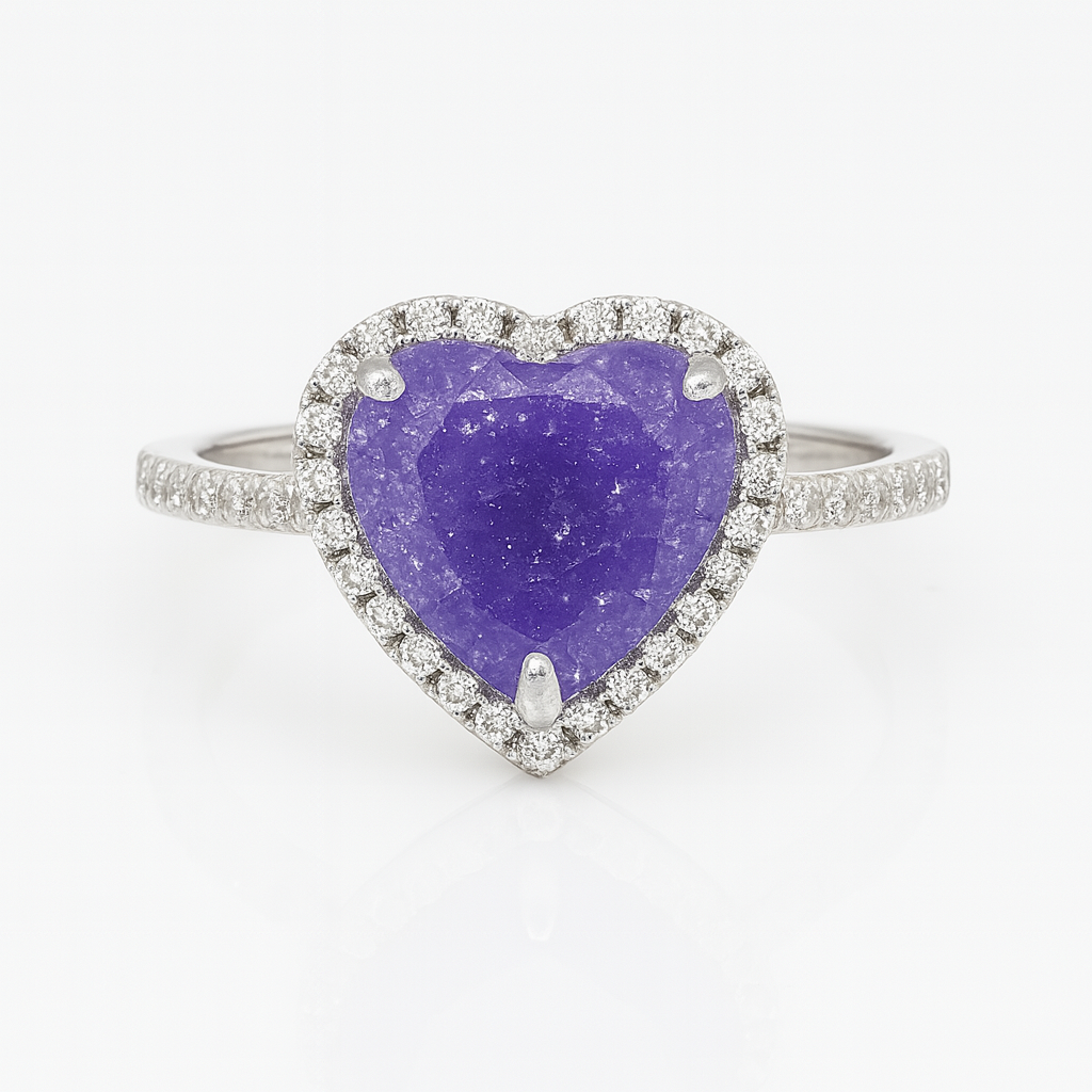 Lavender Heart Ice Solitaire Ring - MIOR JEWELS