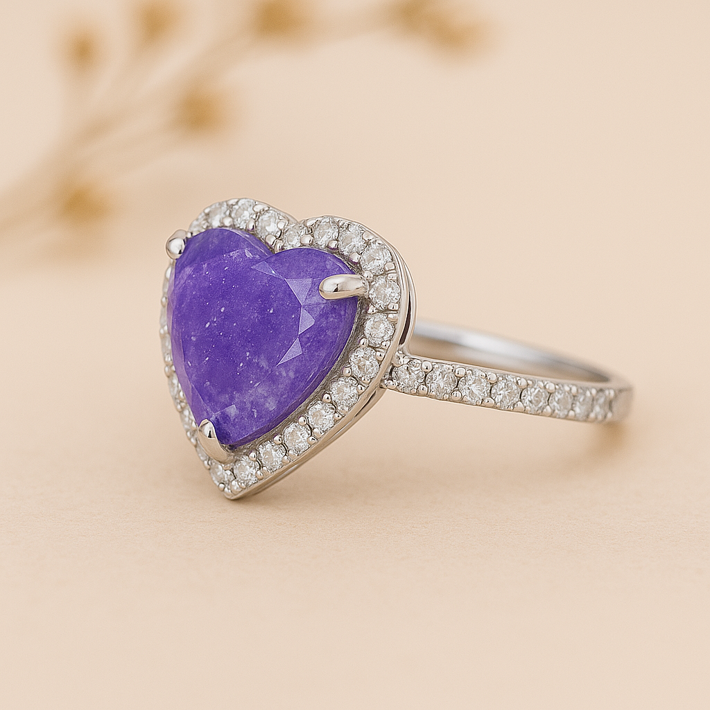 Lavender Heart Ice Solitaire Ring - MIOR JEWELS