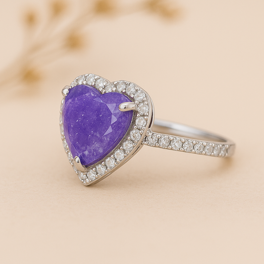 Lavender Heart Ice Solitaire Ring - MIOR JEWELS