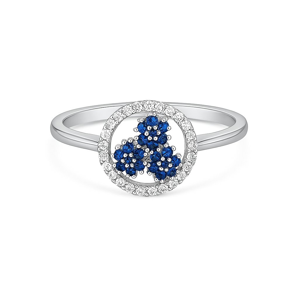Blue Halo Silver Ring - MIOR JEWELS