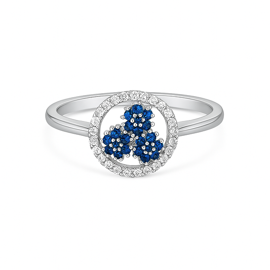 Blue Halo Silver Ring - MIOR JEWELS