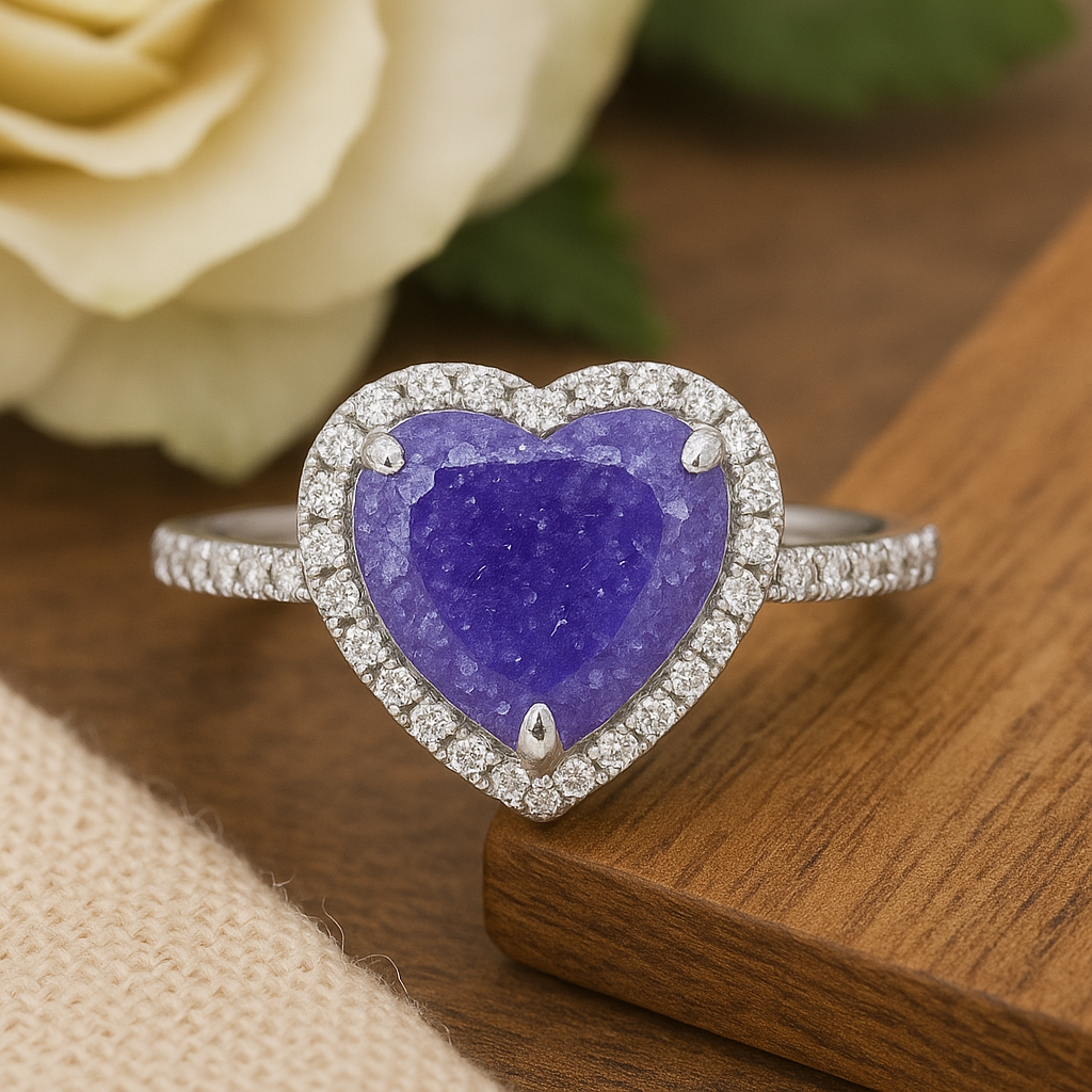 Lavender Heart Ice Solitaire Ring - MIOR JEWELS