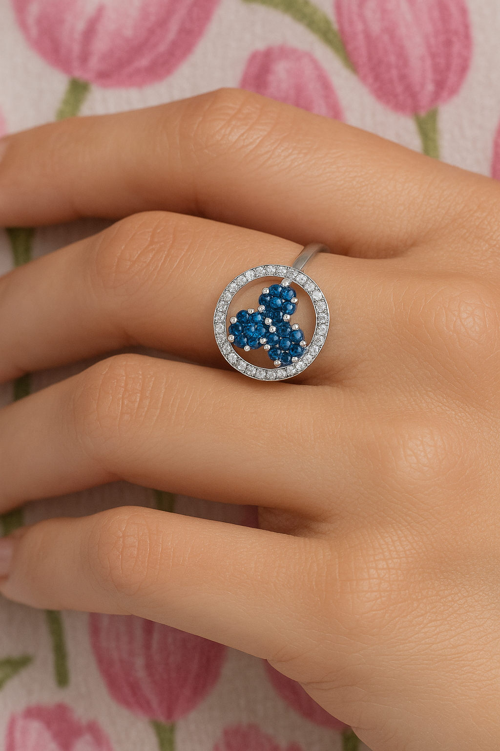 Blue Halo Silver Ring - MIOR JEWELS