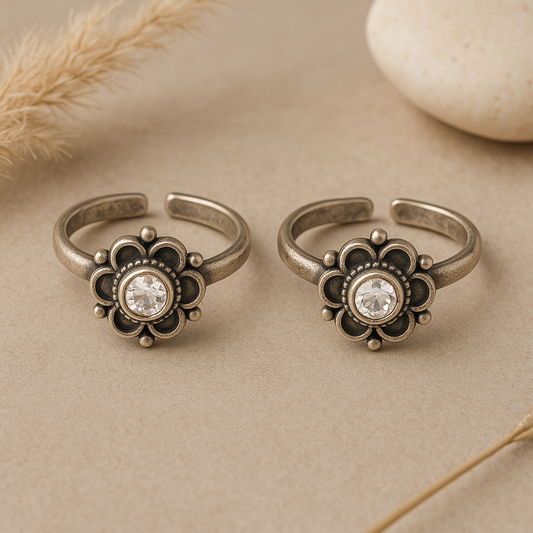 Blooming Spark Toe Rings Pair