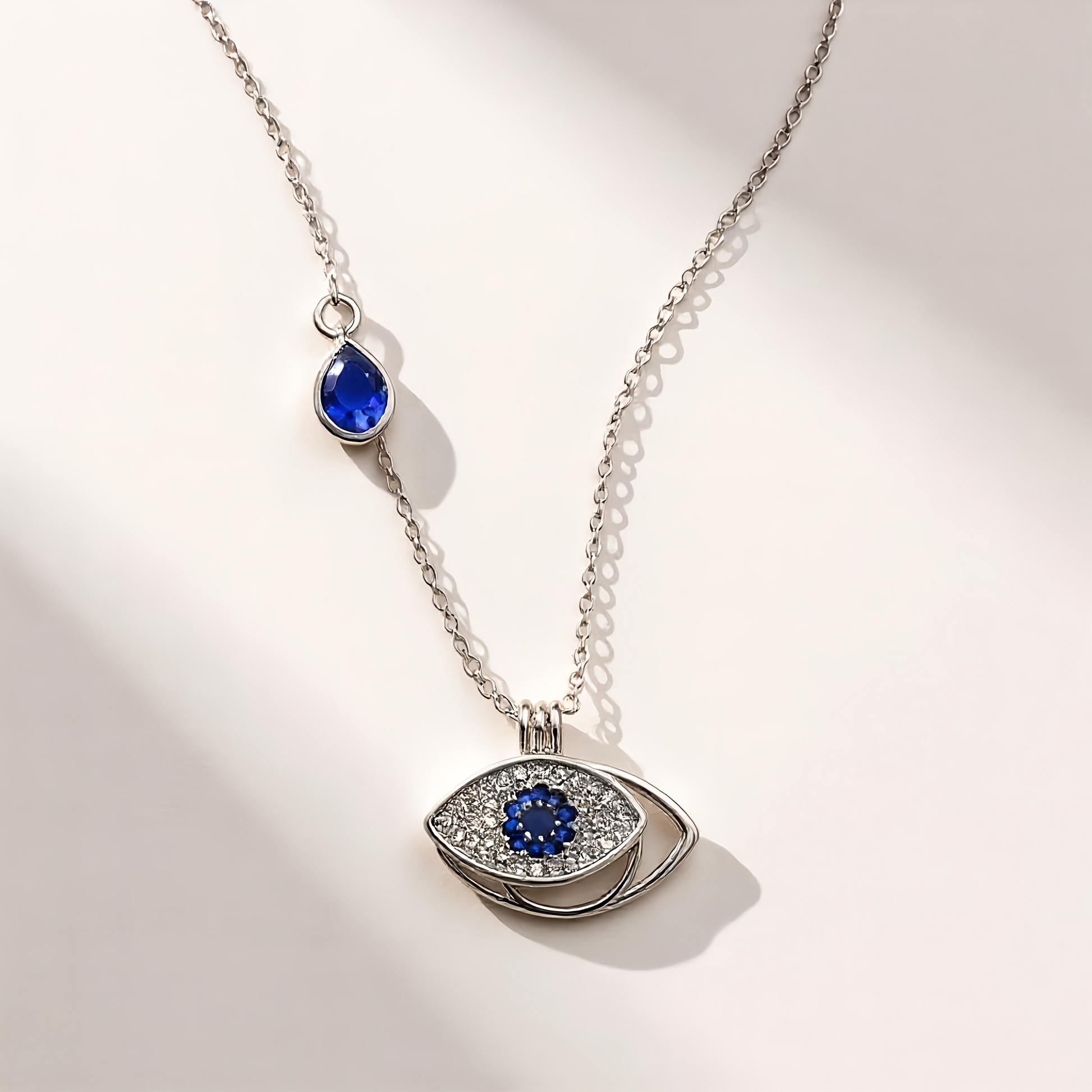 Ocean Drop Evil Eye Chain Pendant - MIOR JEWELS