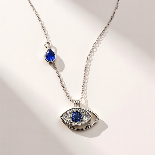 Ocean Drop Evil Eye Chain Pendant - MIOR JEWELS