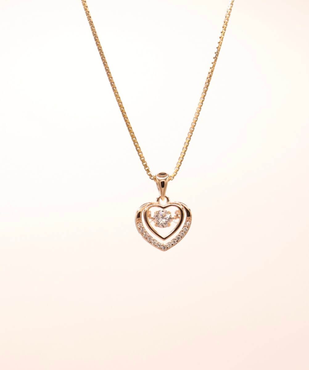 Dancing Heart Rose Gold Chain Pendant