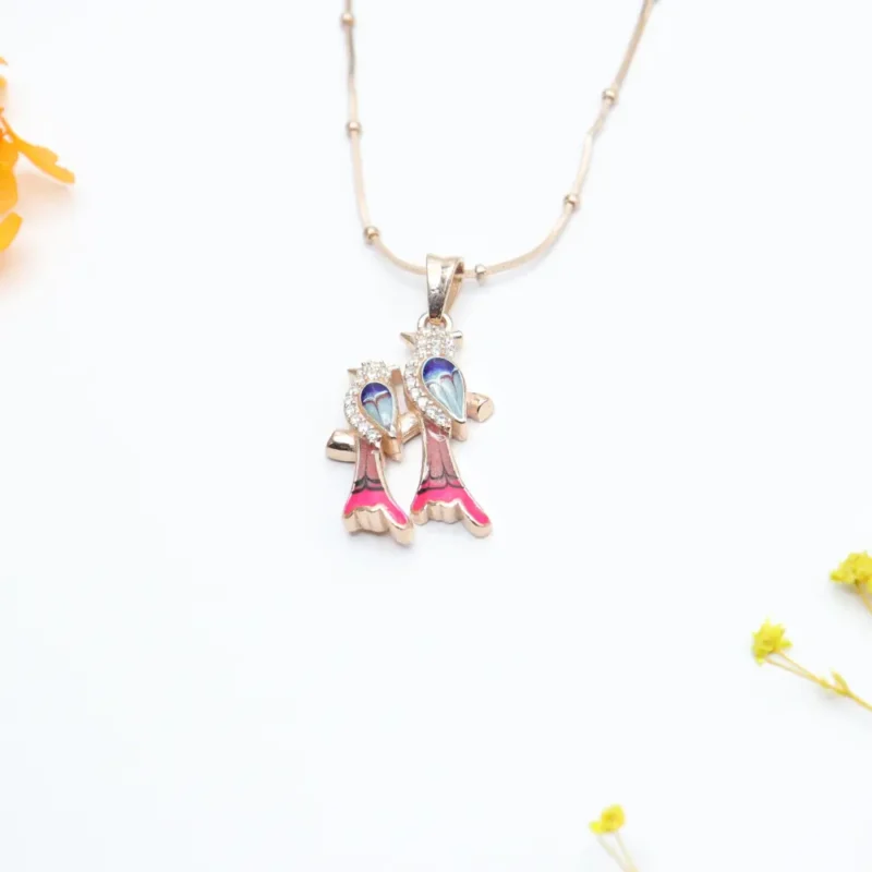 Colourful Parrot Rose Gold Pendant - Image 4