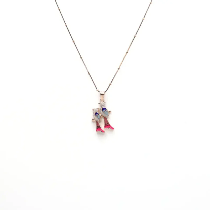 Colourful Parrot Rose Gold Pendant - Image 3