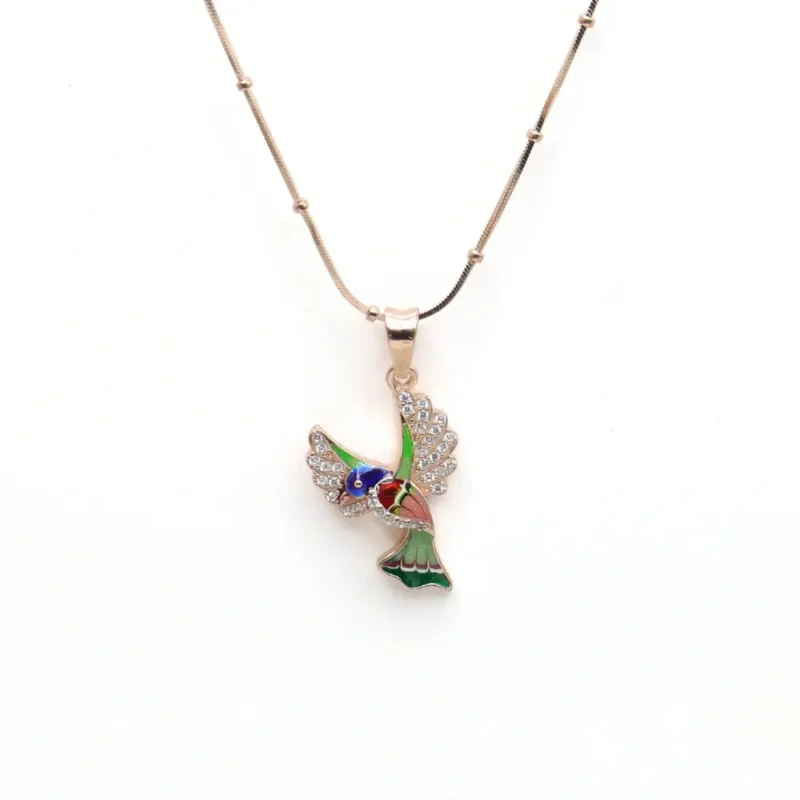 Enamel Parrot Rose Gold Pendant - Image 4