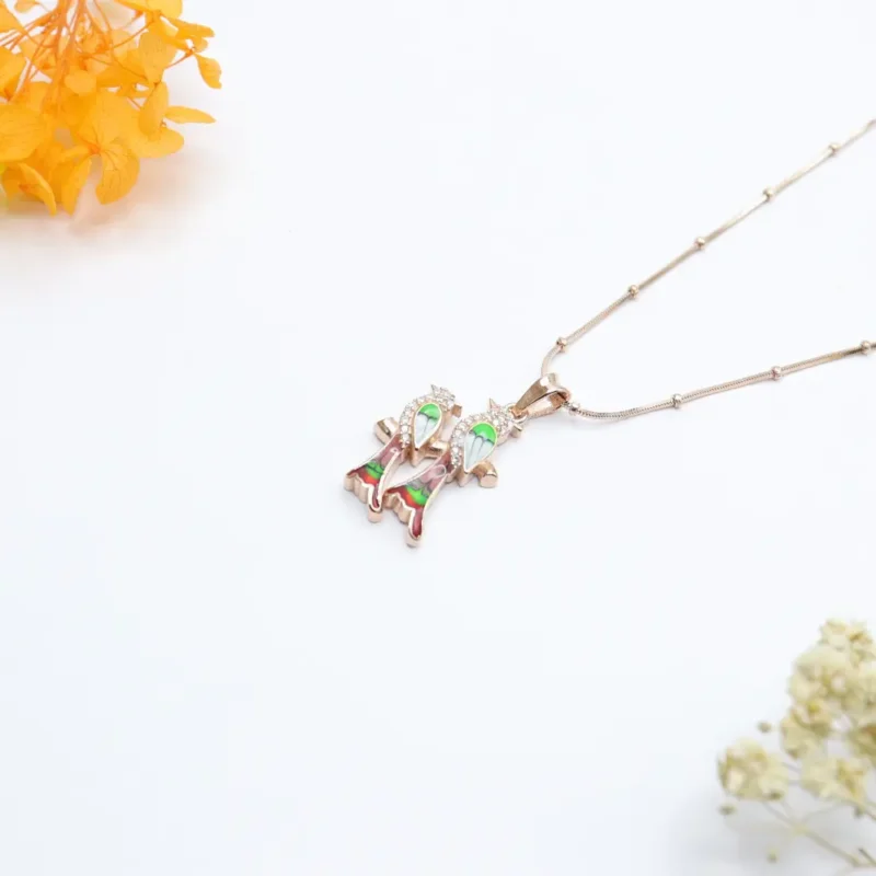 Vibrant Parrot Rose Gold Pendant