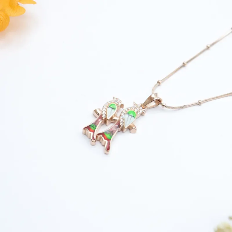 Vibrant Parrot Rose Gold Pendant - Image 2