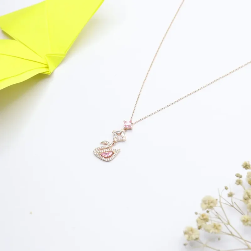 Graceful Swan Rose Gold Pendant