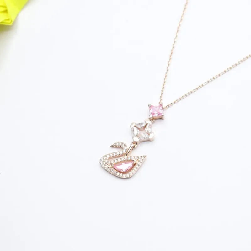 Graceful Swan Rose Gold Pendant - Image 2